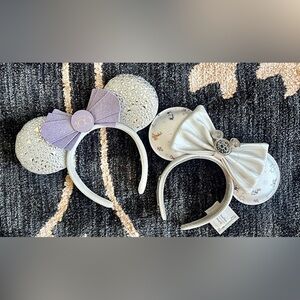2 Pairs Disney 100 Loungefly Minnie Mouse Ears Bundle Silver
